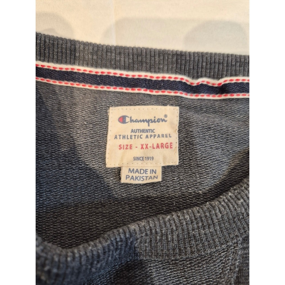 Champion Mens‎ XXL Heather Charcoal Grey Crewneck Raglan Sweatshirt Pullover - Picture 2 of 3